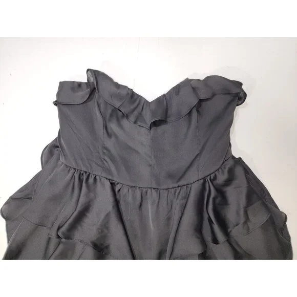 American Eagle Outfitters Womens Dress Mini Ruffle Black Strapless Size 8 - Picture 2 of 8